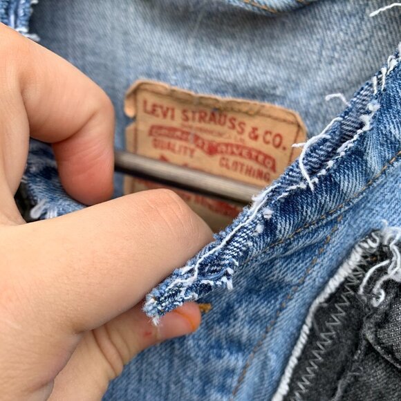 Vintage 2004 Levis Patchwork Jean Jacket Vest Small - Picture 9 of 10